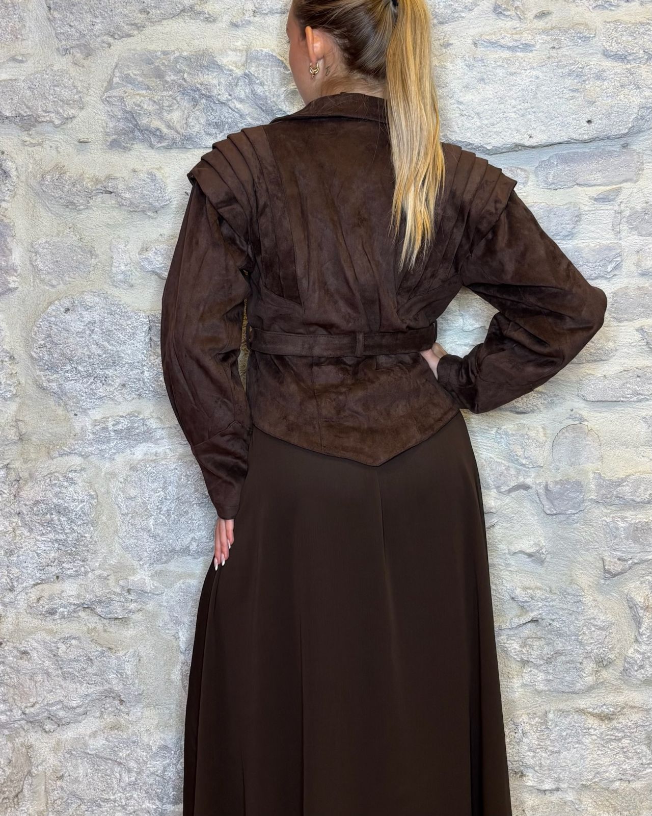 SUSY MIX giubbotto scamosciato con cintura moro Image