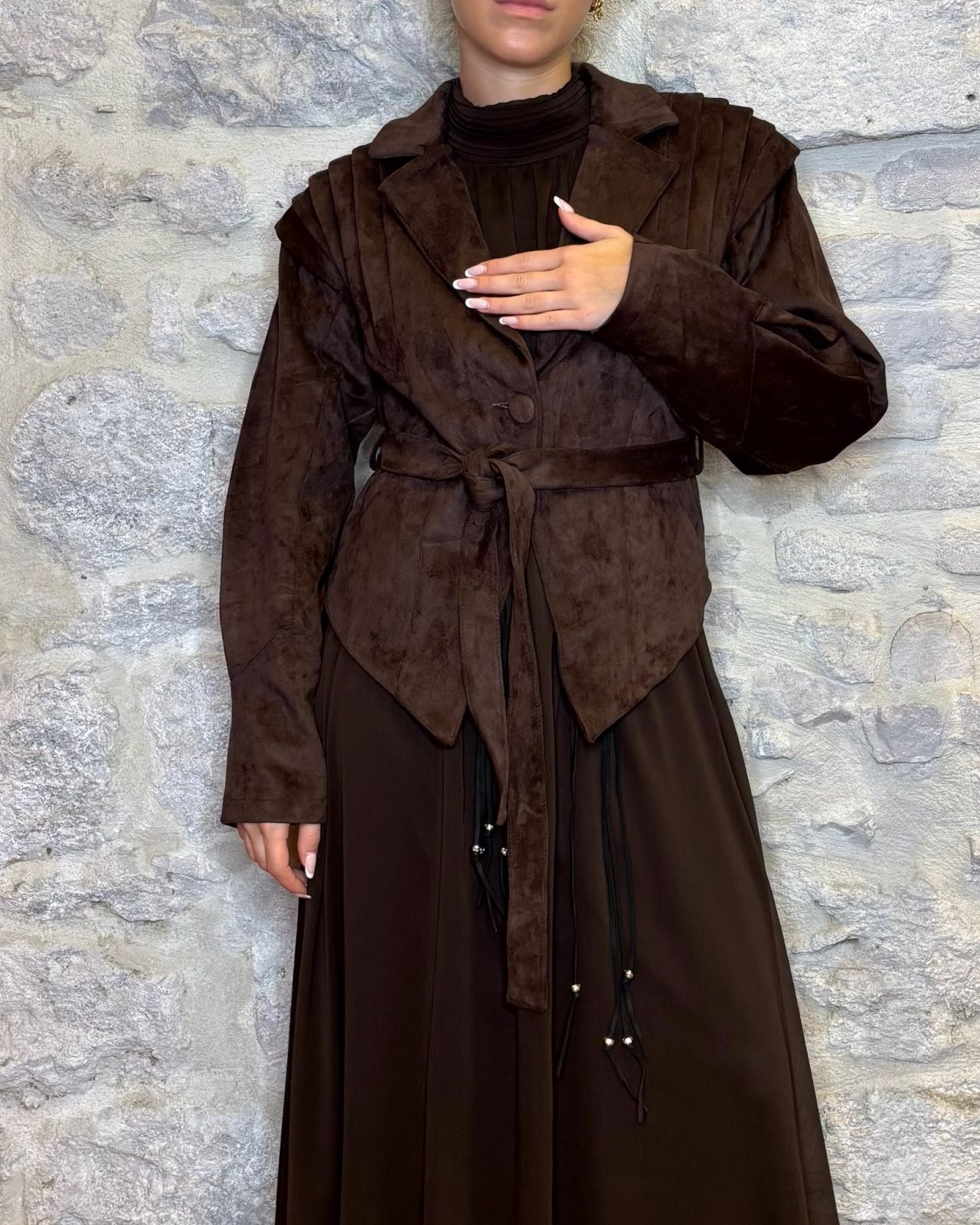 SUSY MIX giubbotto scamosciato con cintura moro Image