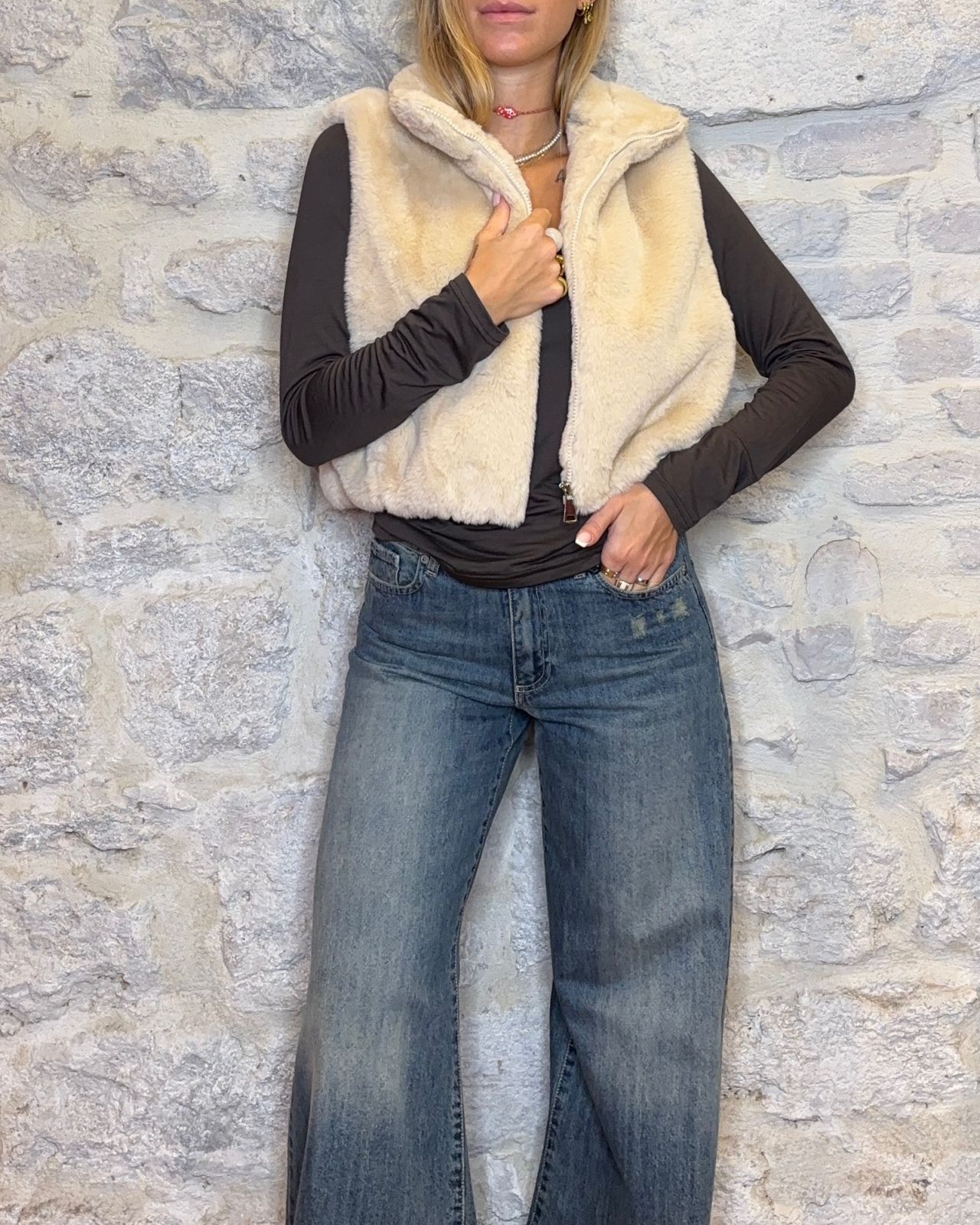 NUMERO6 SELECTION gilet eco pelliccia burro Image