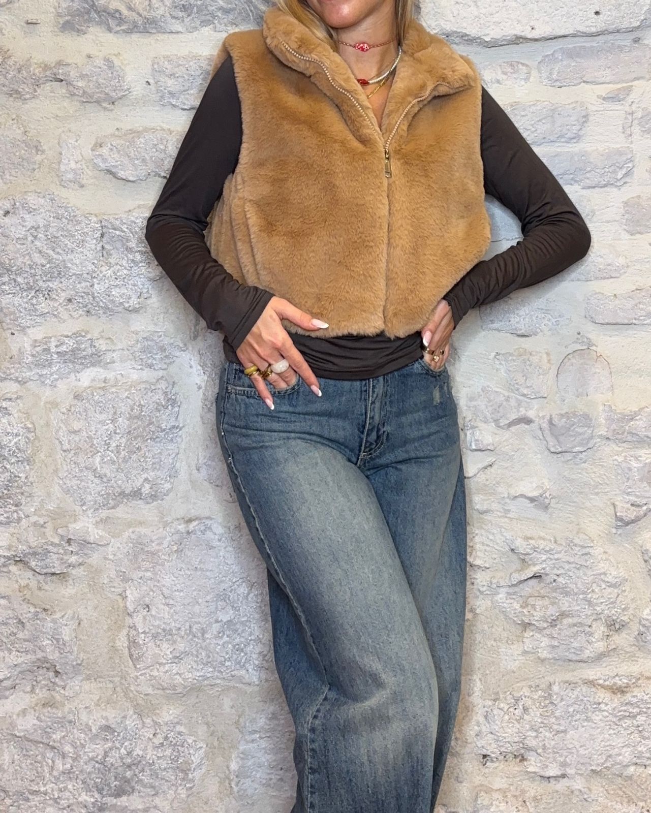 NUMERO6 SELECTION gilet eco pelliccia biscotto Image