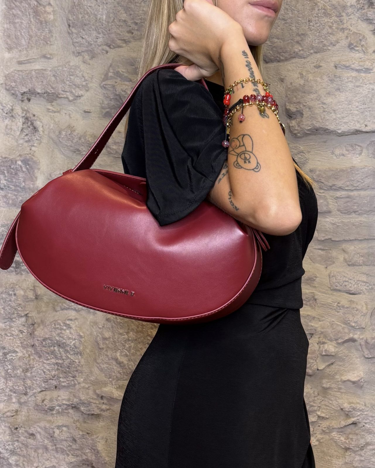 VIVIENNE D borsa in ecopelle liscia bordeaux Image