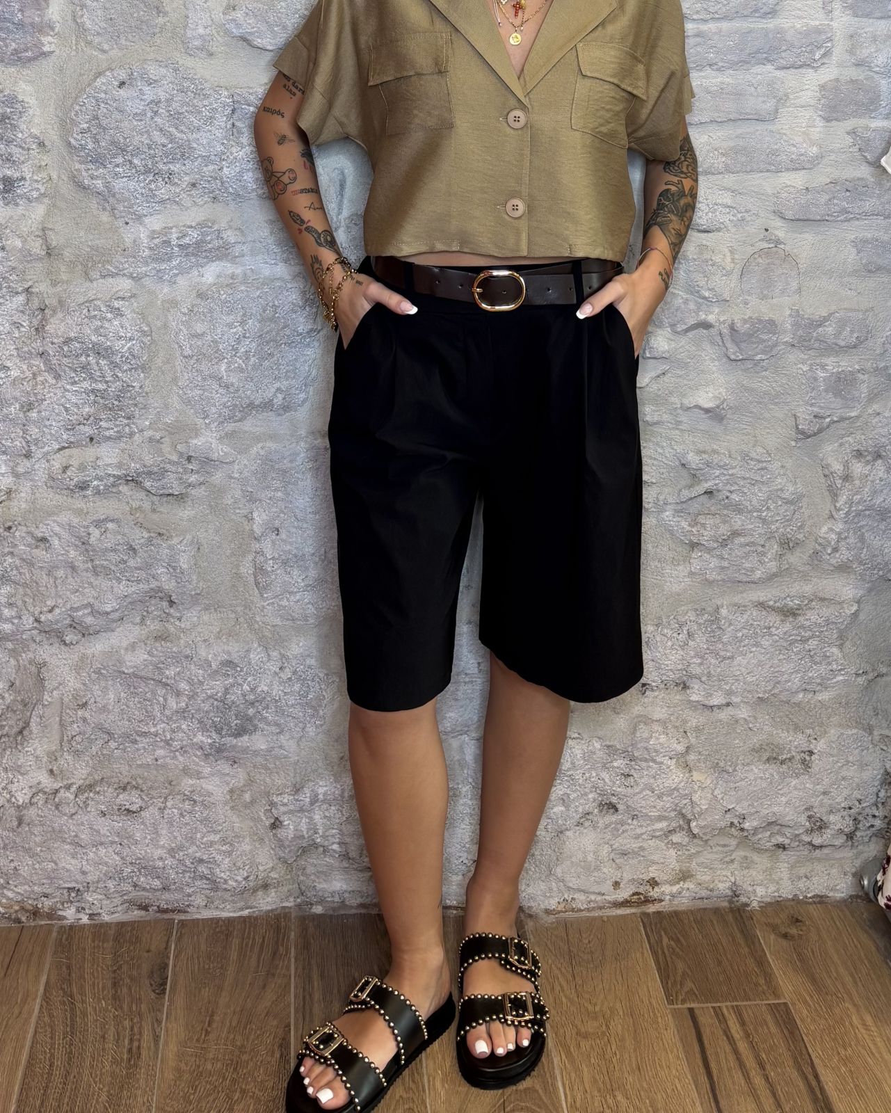 NUMERO6 SELECTION bermuda con pence nero Image