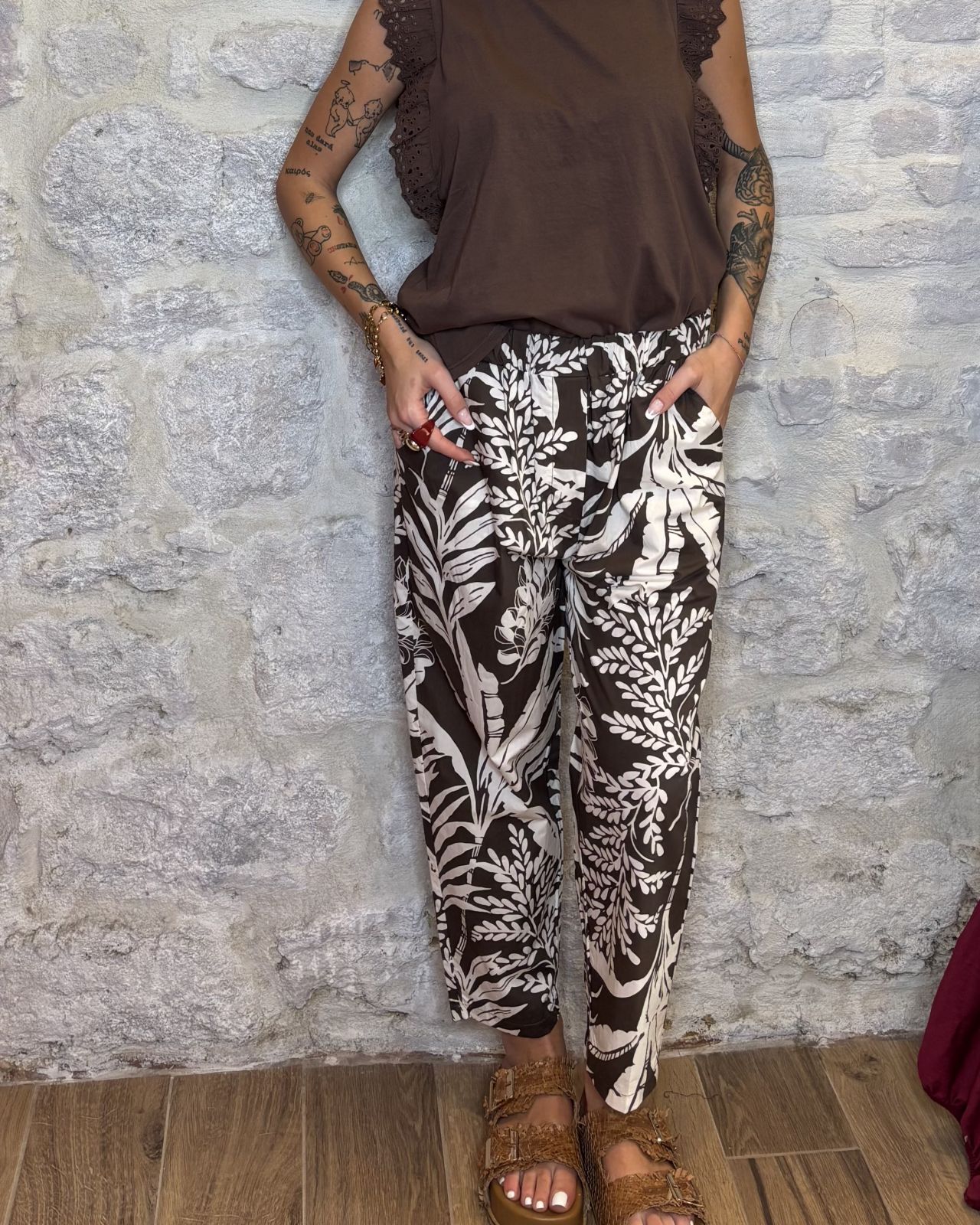 NUMERO6 SELECTION pantalone baggy elastico moro Image