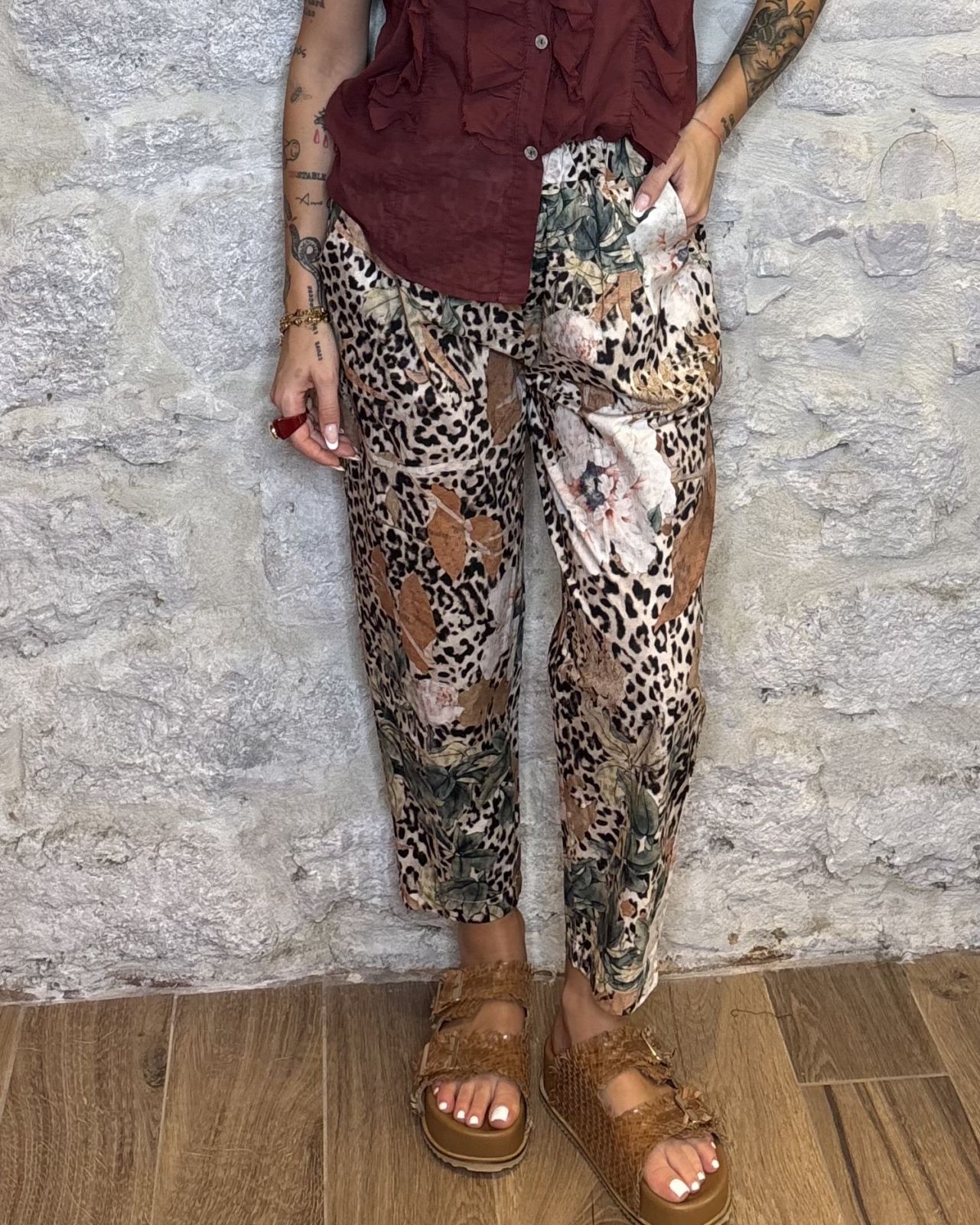 NUMERO6 SELECTION pantalone baggy elastico macula/fiori Image