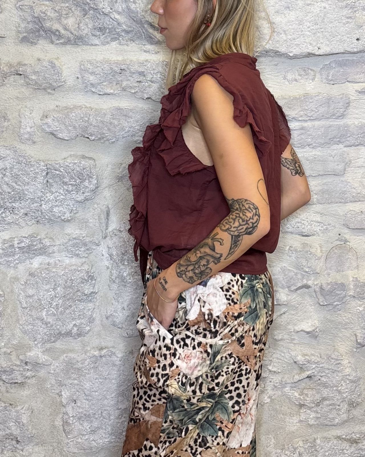 NUMERO6 SELECTION camicia in mussola smanicata vino Image