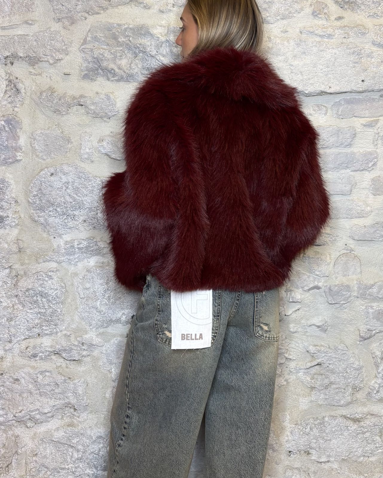 NUMERO6SELECTION eco pelliccia crop bordeaux Image