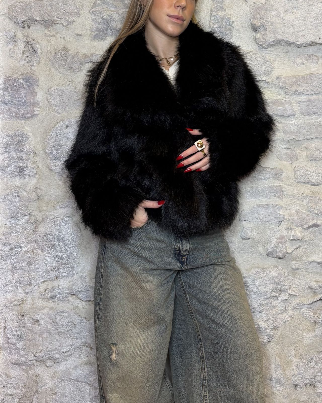 NUMERO6SELECTION eco pelliccia crop nero Image