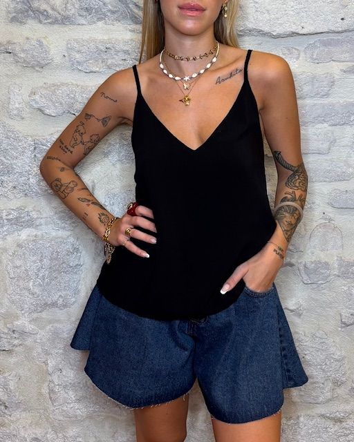 HAVE ONE top spallini sottili nero  Image