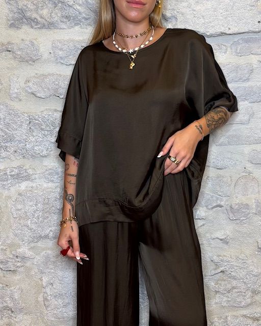 TENSIONE IN blusa modello a scatola in viscosa brunette Image