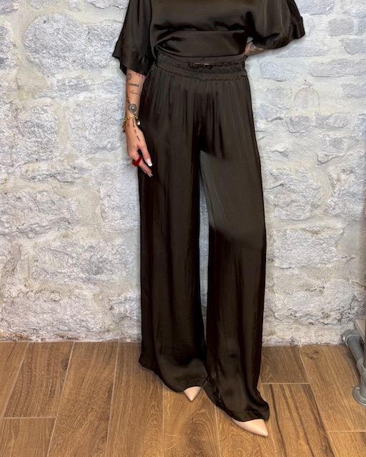 TENSIONE IN pantalone gamba larga in viscosa brunette Image