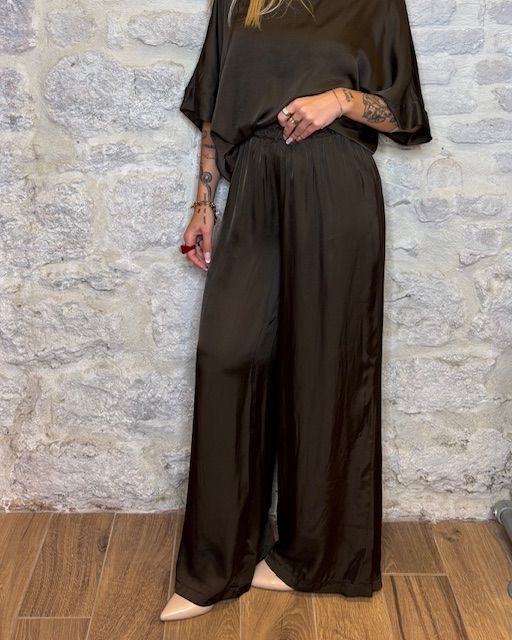 TENSIONE IN pantalone gamba larga in viscosa brunette Image