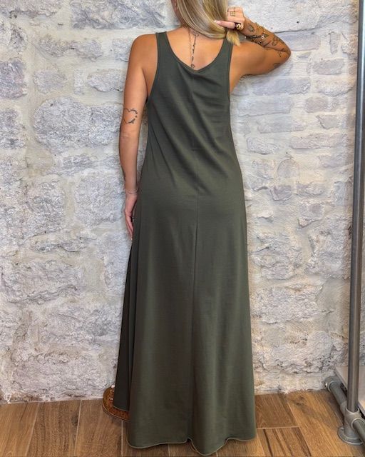 TENSIONE IN abito lungo in jersey verde Image