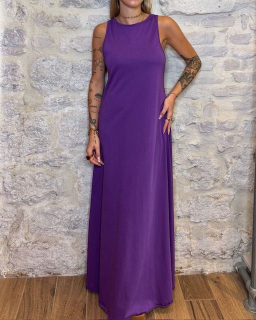 TENSIONE IN abito lungo in jersey viola Image