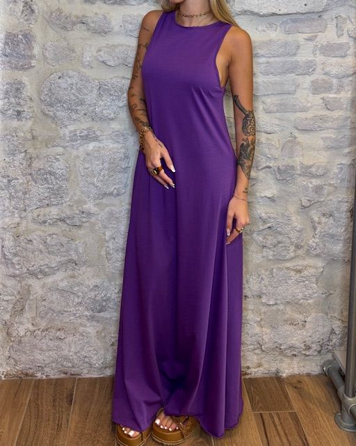 TENSIONE IN abito lungo in jersey viola Image