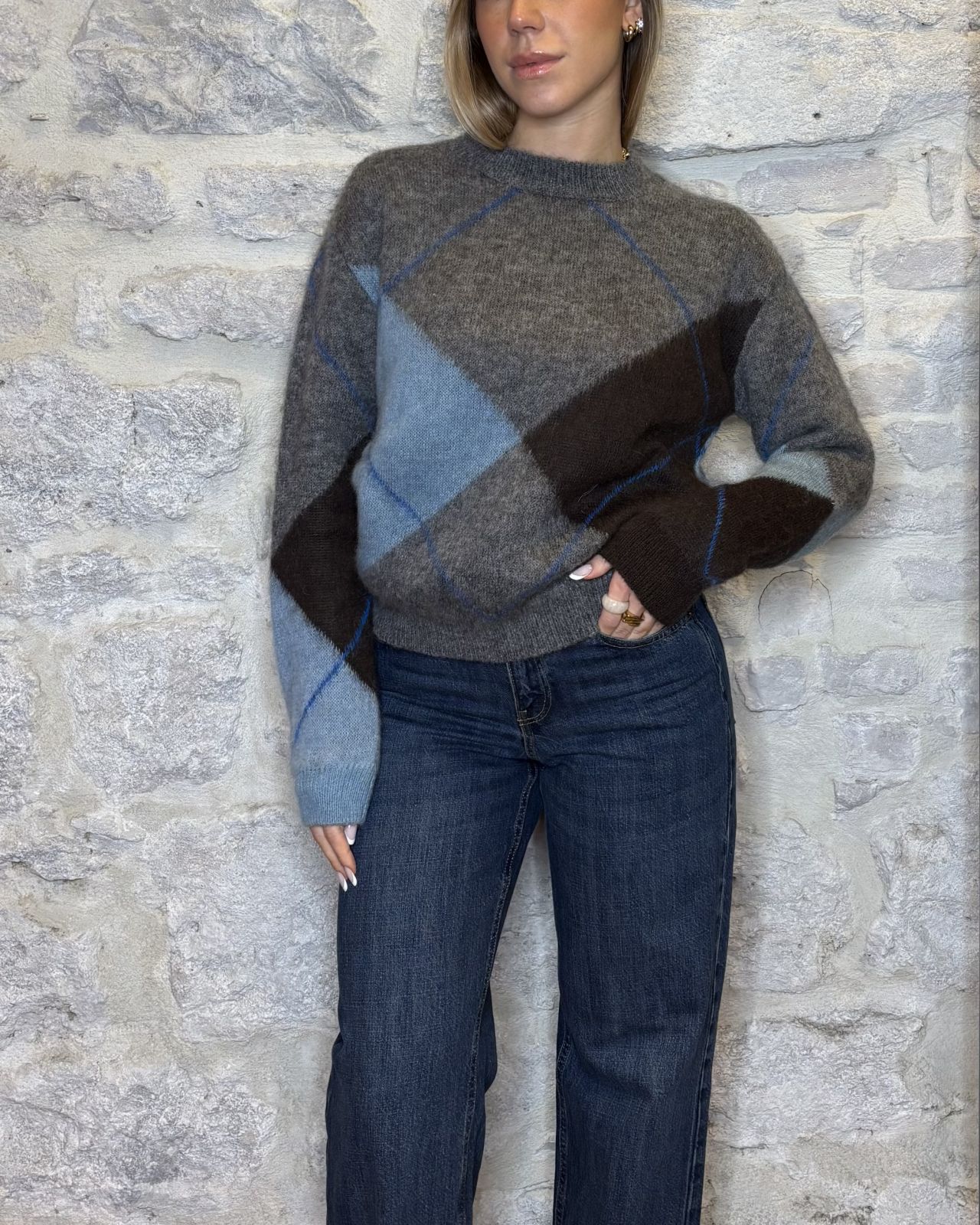 TENSIONE IN maglia rombi celeste Image