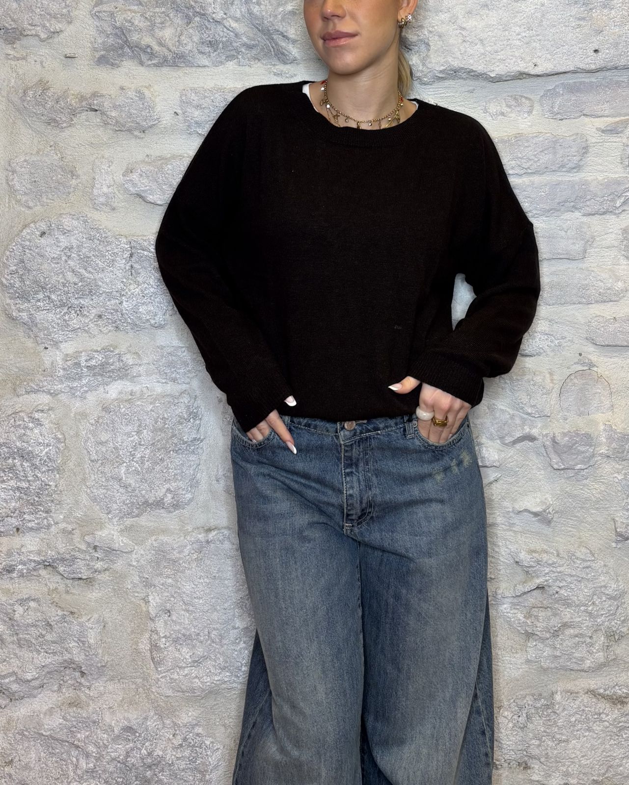 NUMERO6SELECTION maglioncino sottile in cashmere moro Image