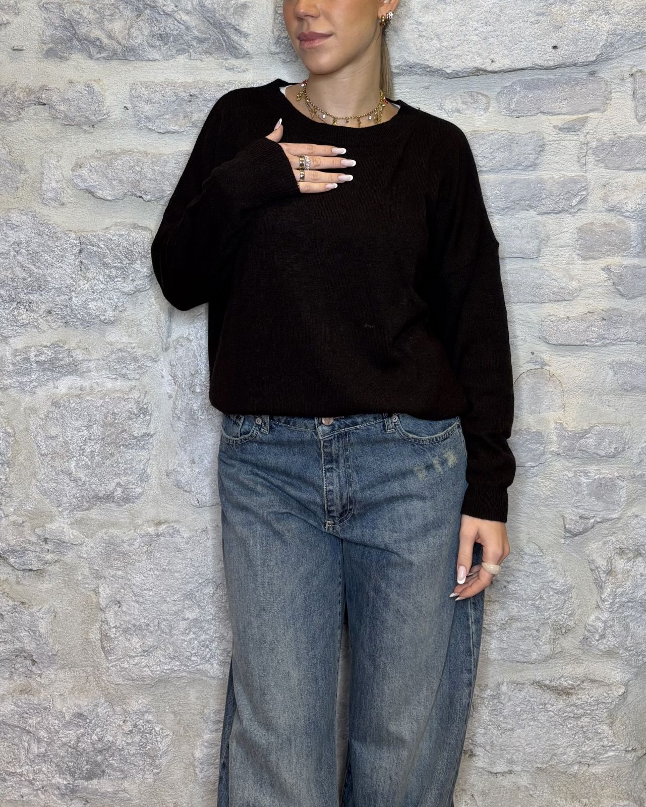 NUMERO6SELECTION maglioncino sottile in cashmere moro Image