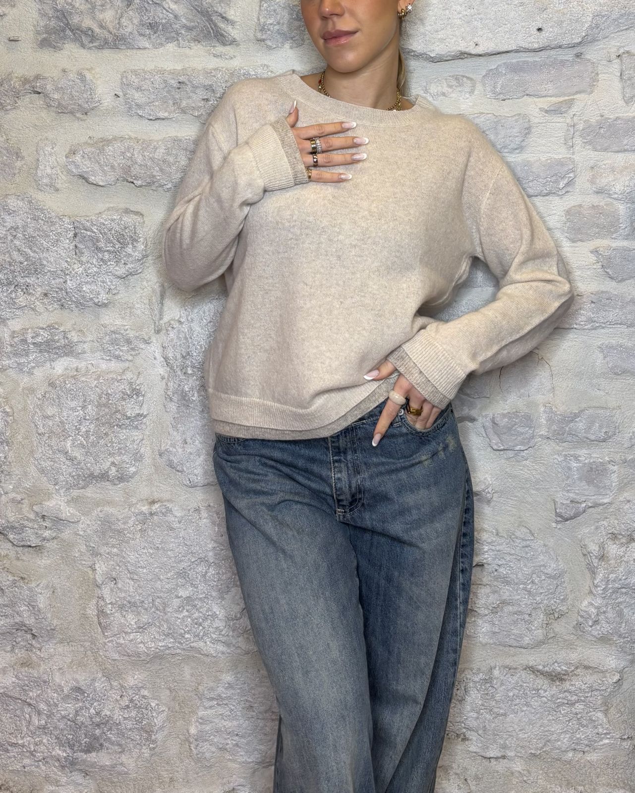 NUMERO6SELECTION maglia in lana bicolor beige Image