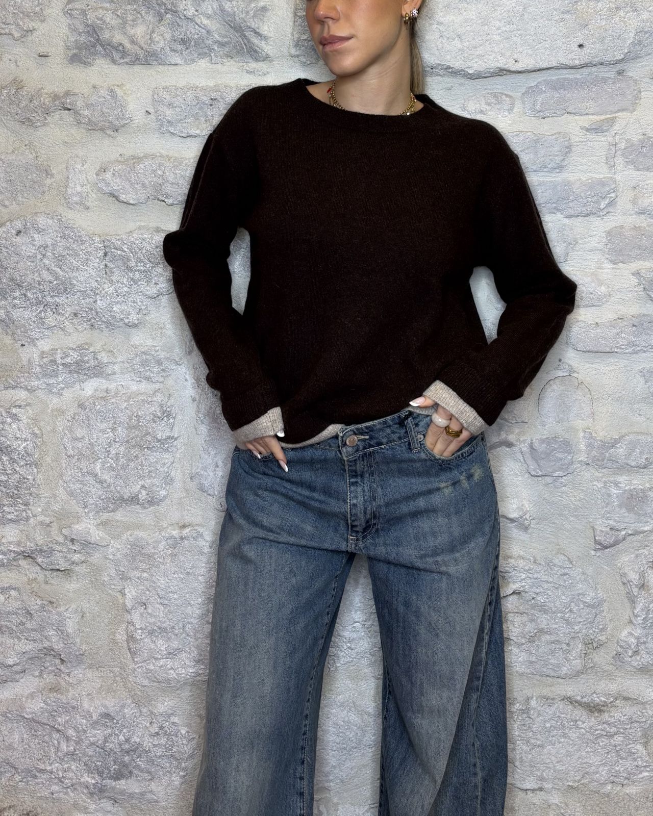 NUMERO6SELECTION maglia in lana bicolor moro Image