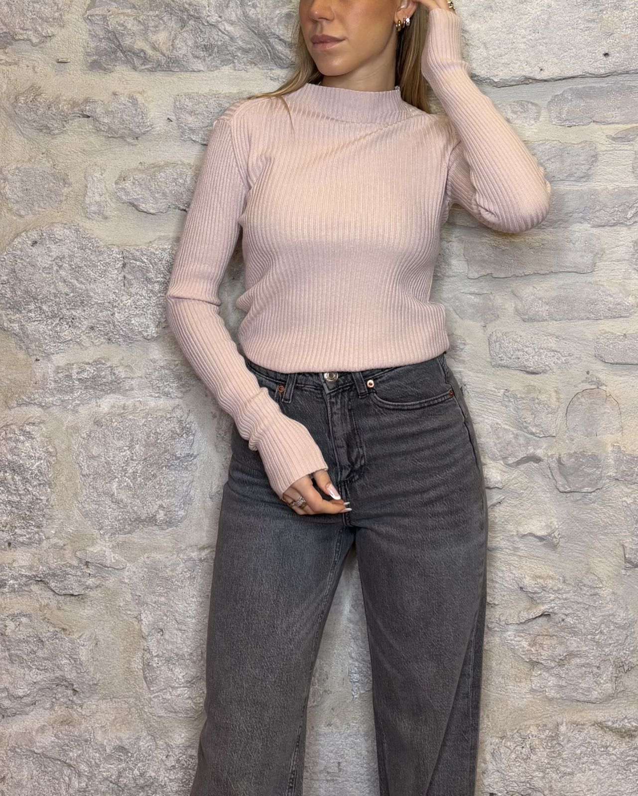 SUSY MIX maglia basica a costine rosa Image