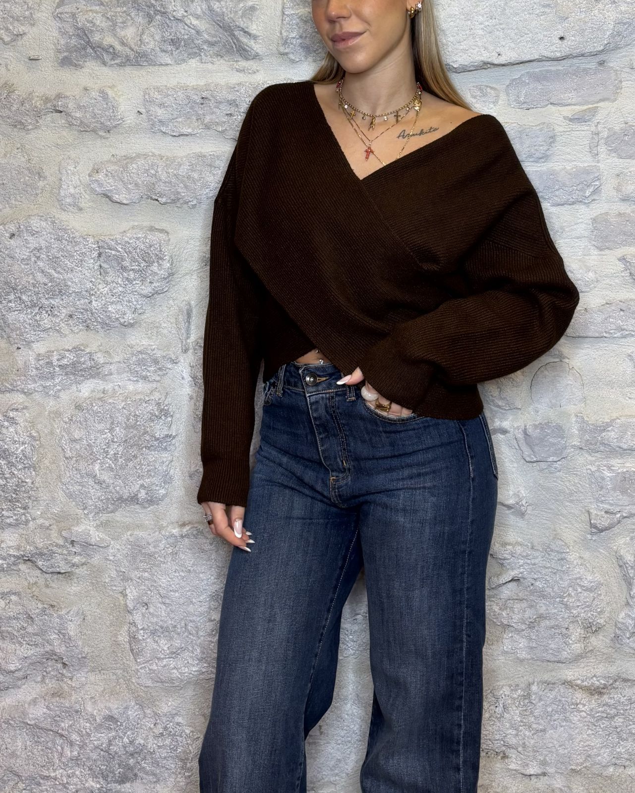 SUSY MIX maglia crop con incrocio moro Image