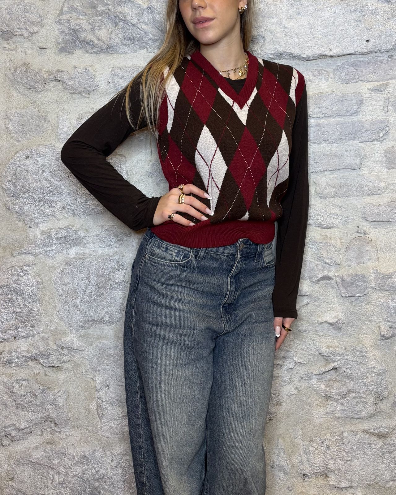SUSY MIX gilet rombi bordeaux Image