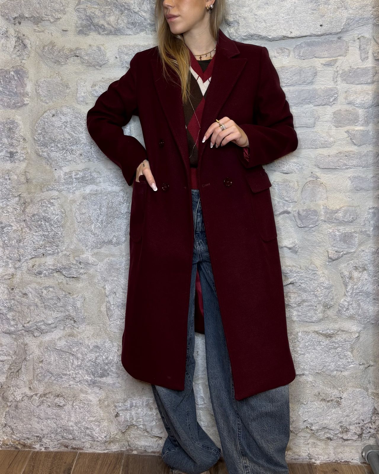 SUSY MIX Cappotto doppiopetto vino Image