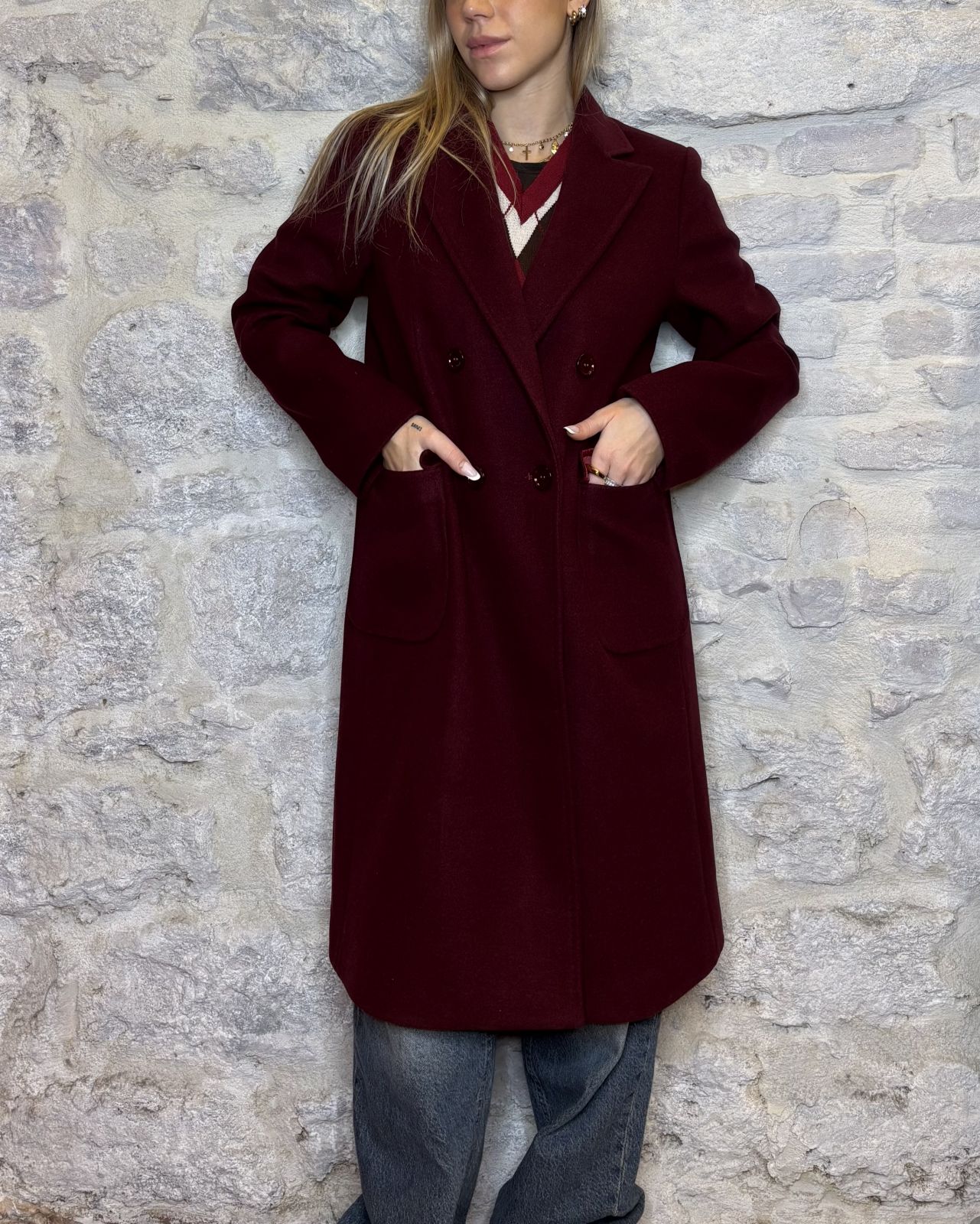 SUSY MIX Cappotto doppiopetto vino Image