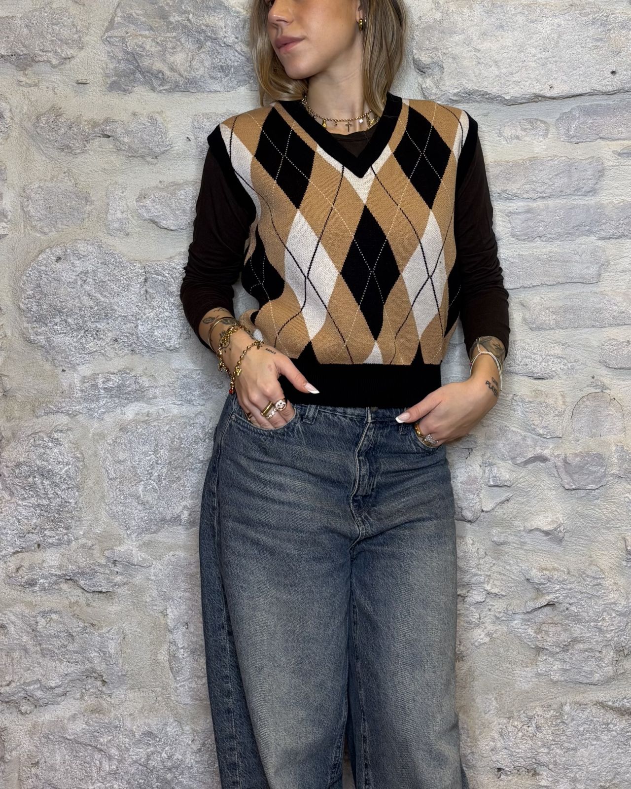 SUSY MIX gilet rombi nero Image