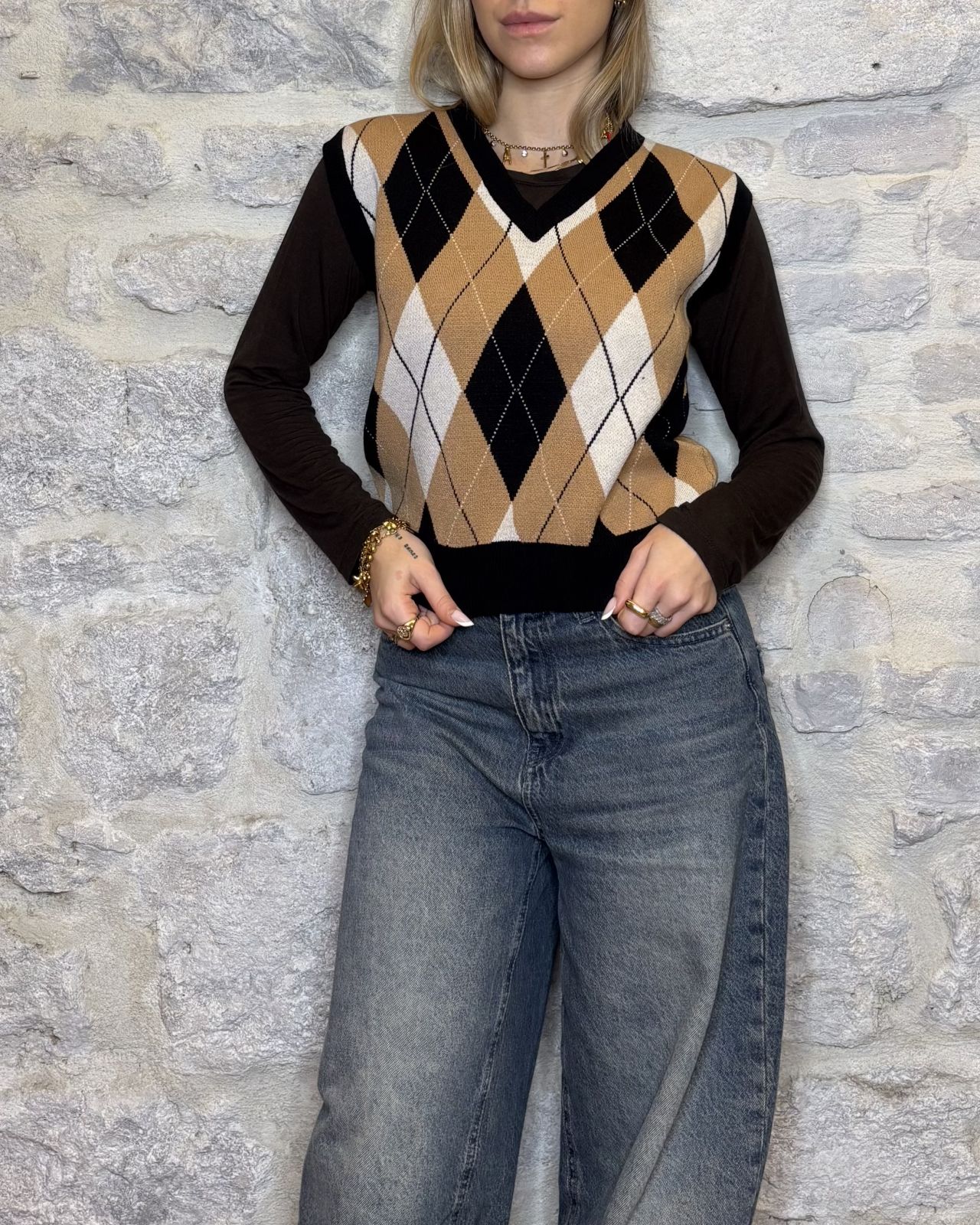 SUSY MIX gilet rombi nero Image