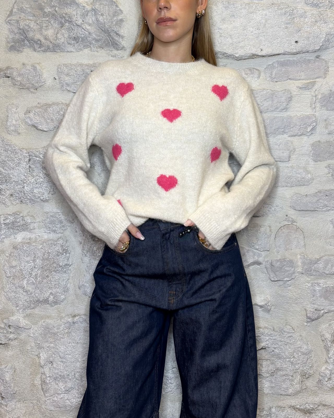 SUSY MIX maglia cuori crema Image