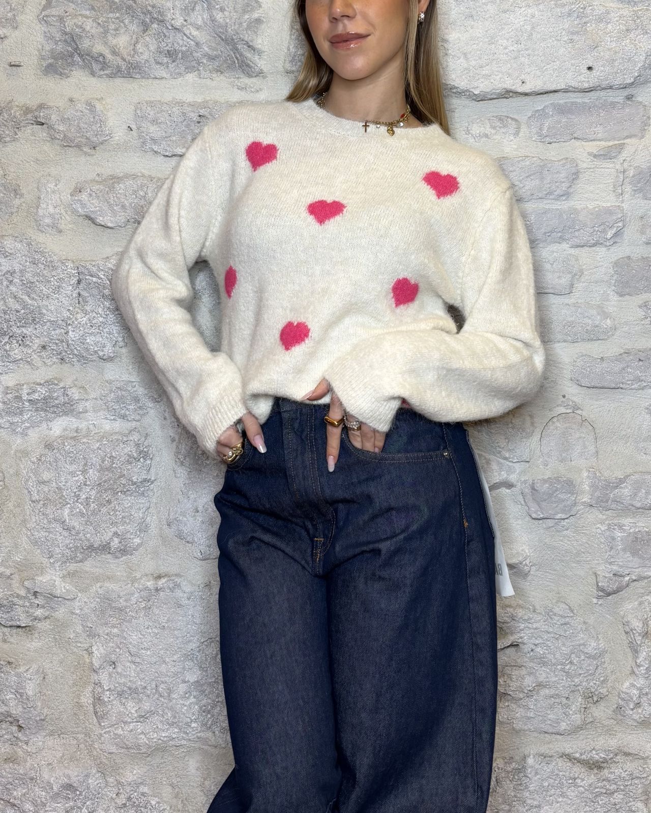 SUSY MIX maglia cuori crema Image