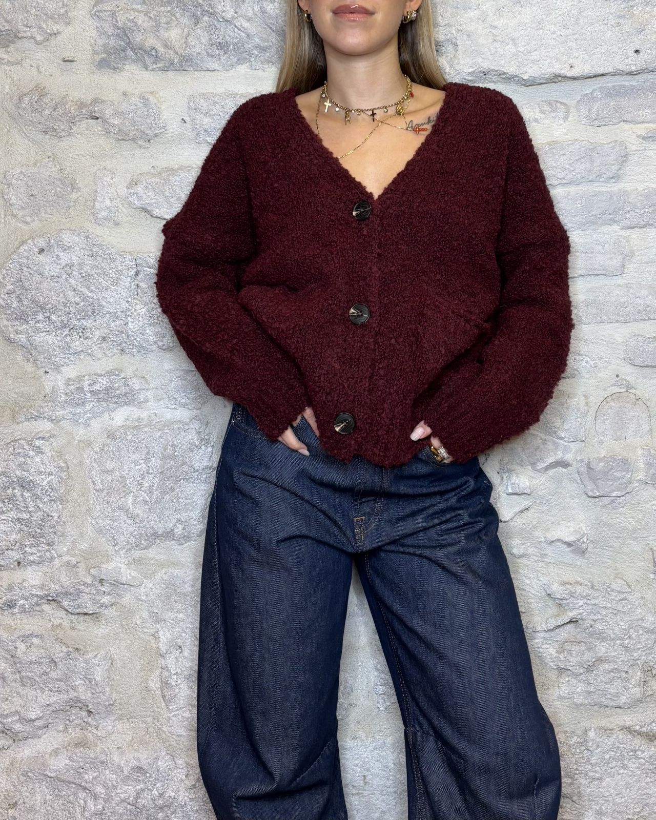 SUSY MIX cardigan over bouclè vino Image