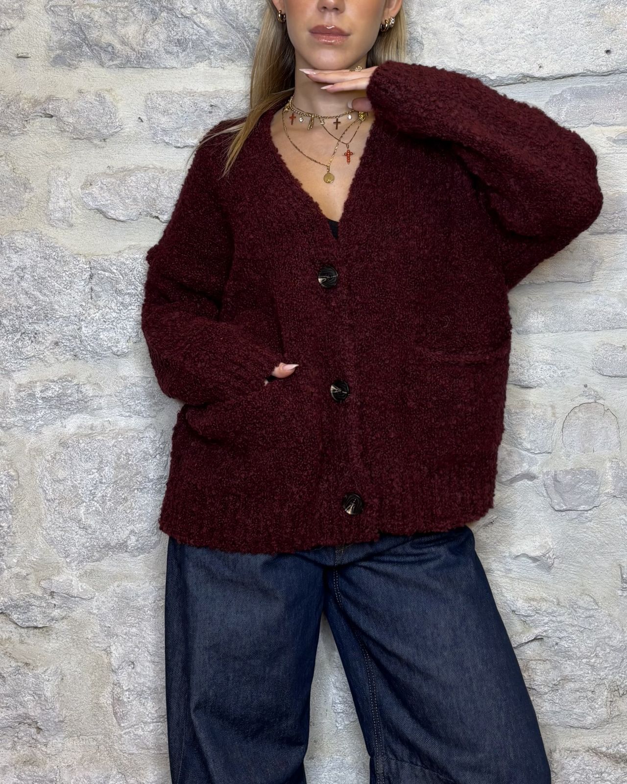 SUSY MIX cardigan over bouclè vino Image