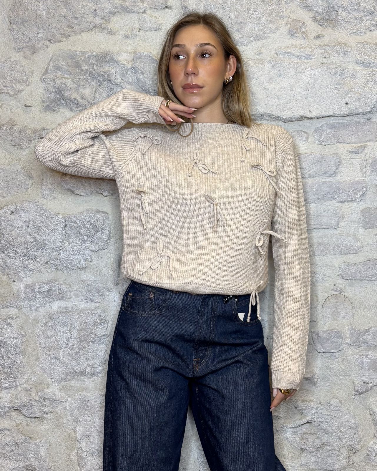 SUSY MIX maglia fiocchi beige Image