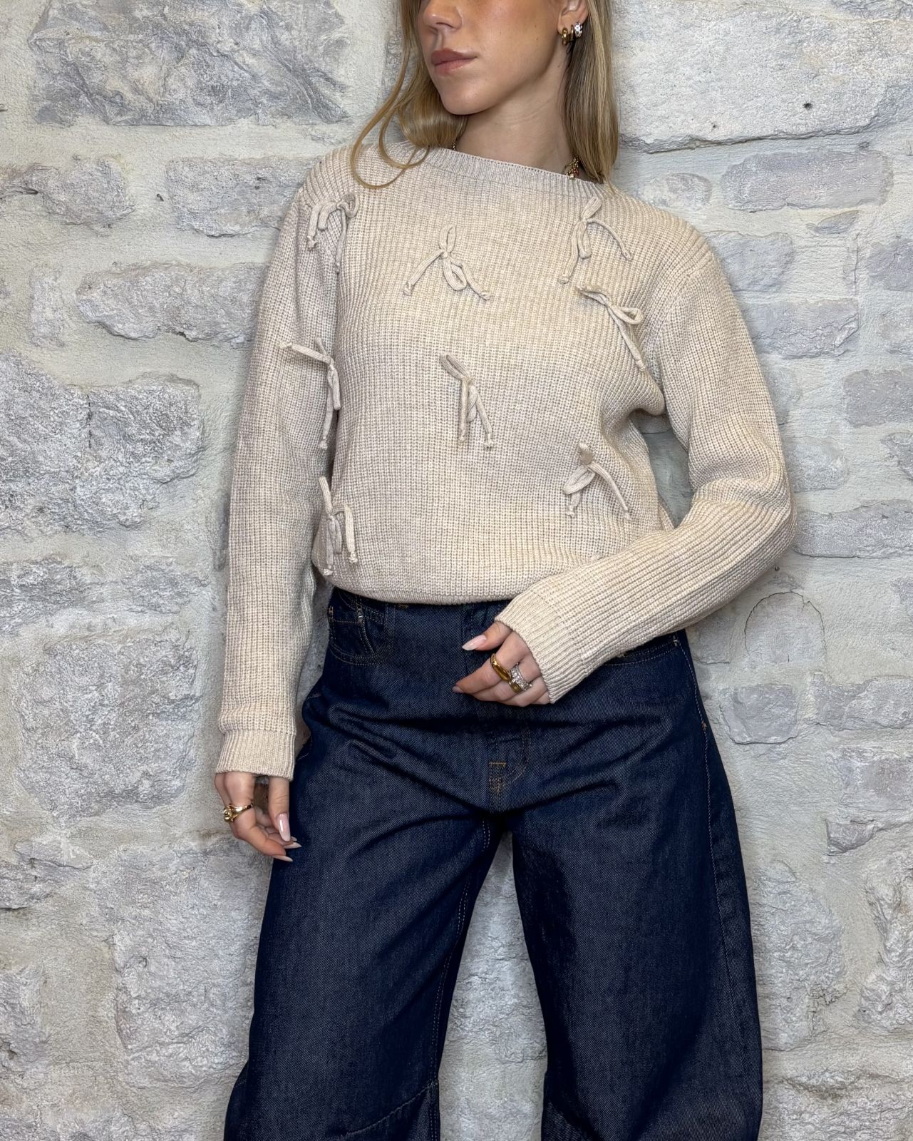 SUSY MIX maglia fiocchi beige Image