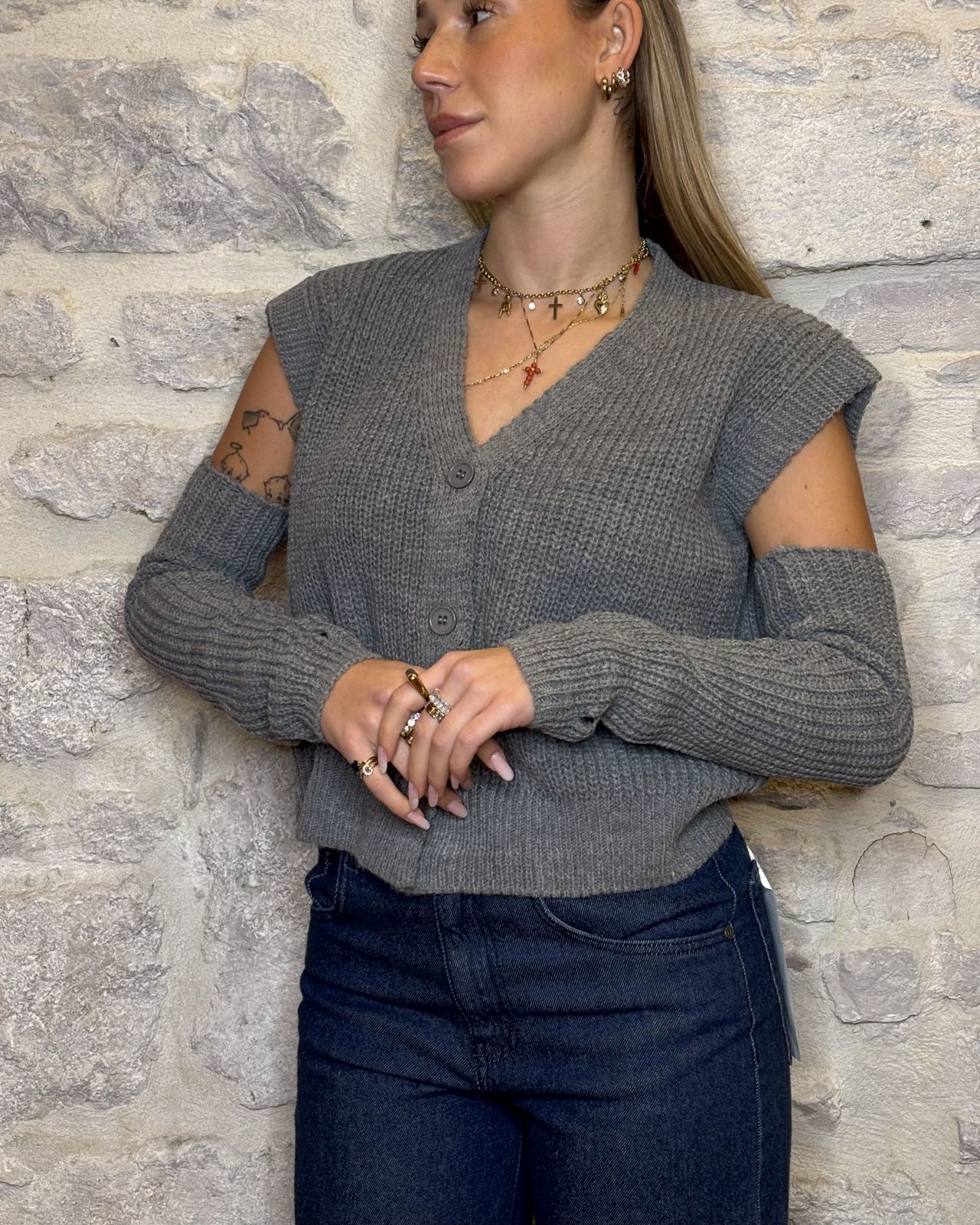 SUSY MIX gilet con manicotti grigio Image