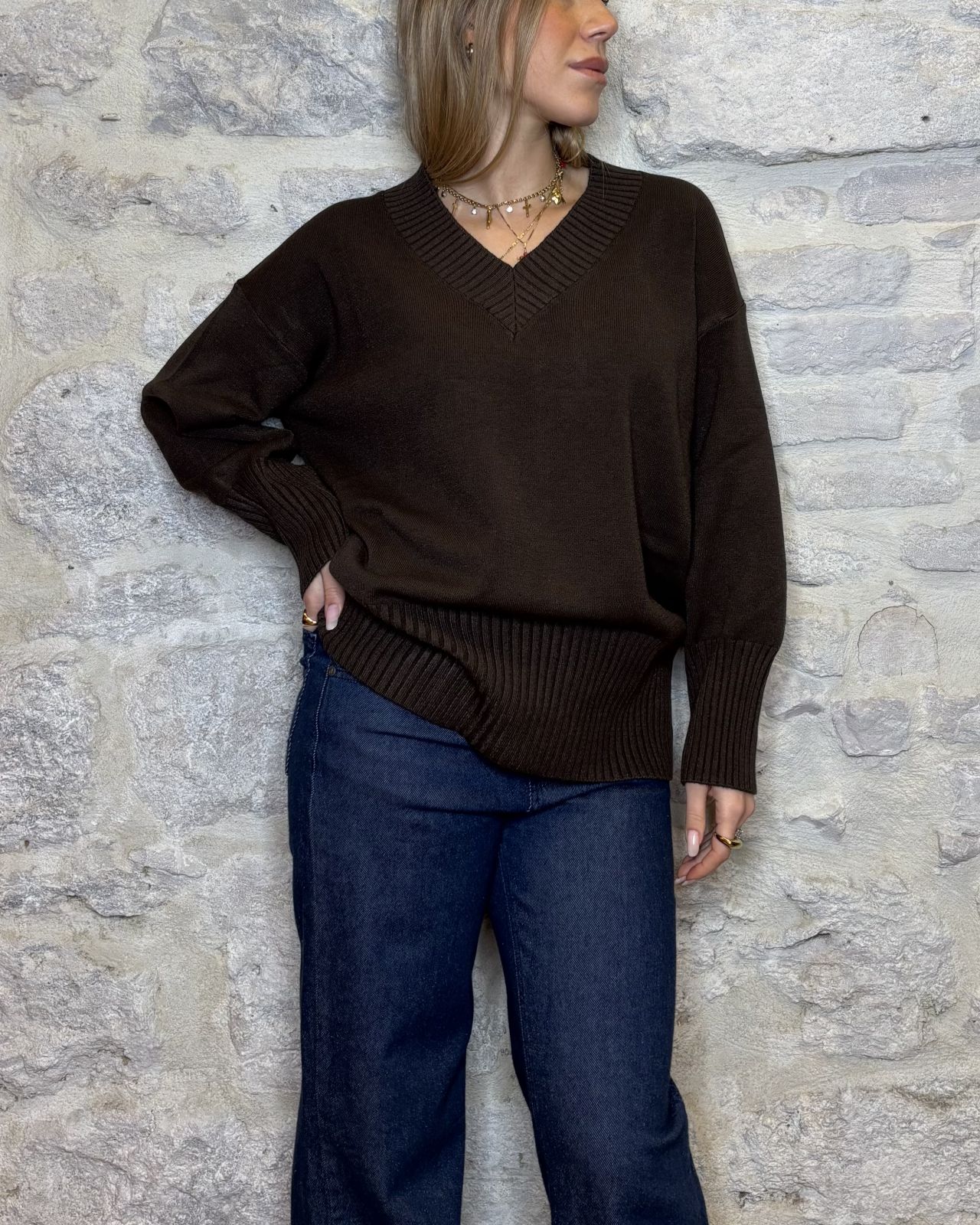 SUSY MIX maxi maglia scollo a v moro Image