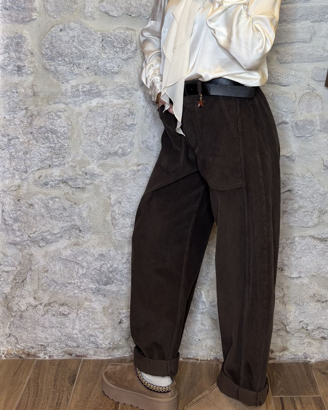 SUSY MIX pantalone ovetto in velluto moro Image