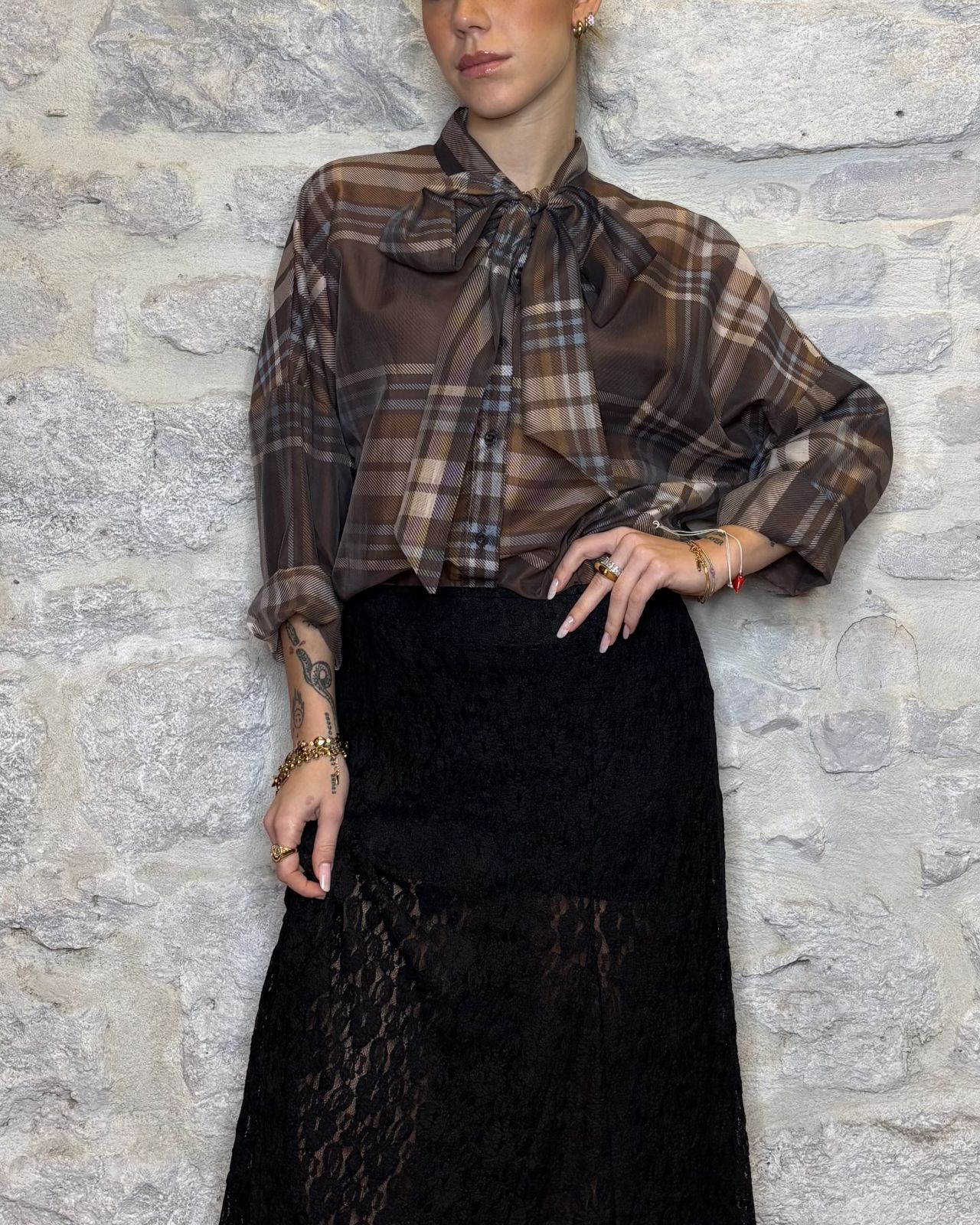 PHILIA LOFT camicia check fiocco moro Image