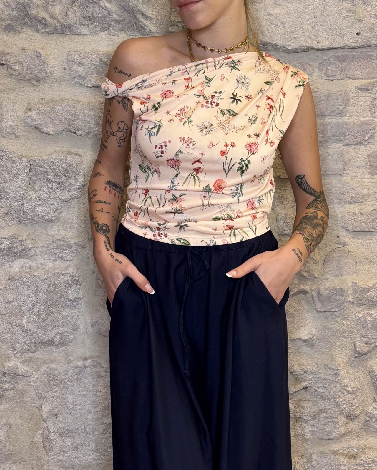 SUSY MIX top fiorato in maglia elasticizzato Image