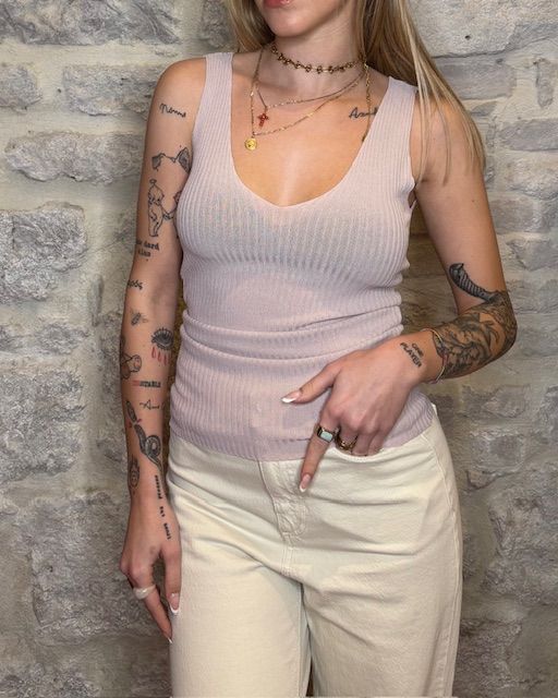 SUSY MIX canotta costine rosa cipria Image