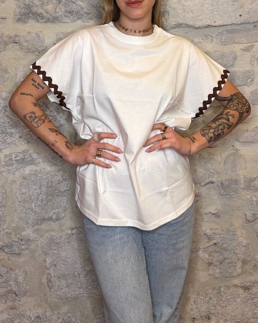 SUSY MIX t-shirt passamaneria onde bianca Image
