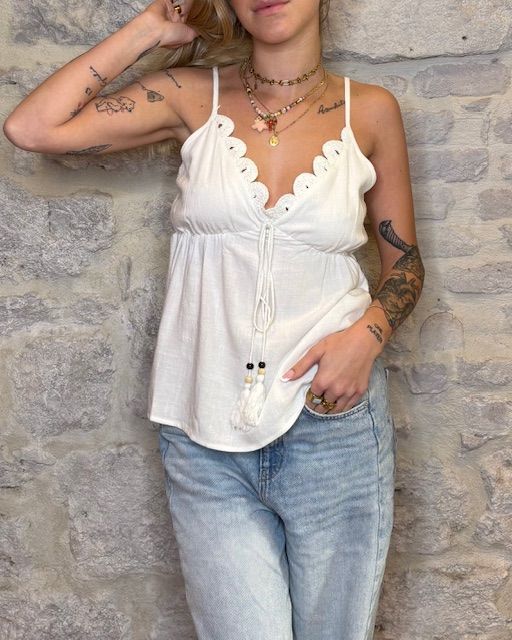 NUMERO6SELECTION top crop nappine bianco Image