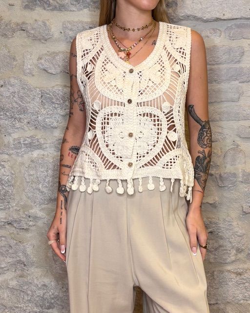 NUMERO6SELECTION gilet in crochet con peneri Image