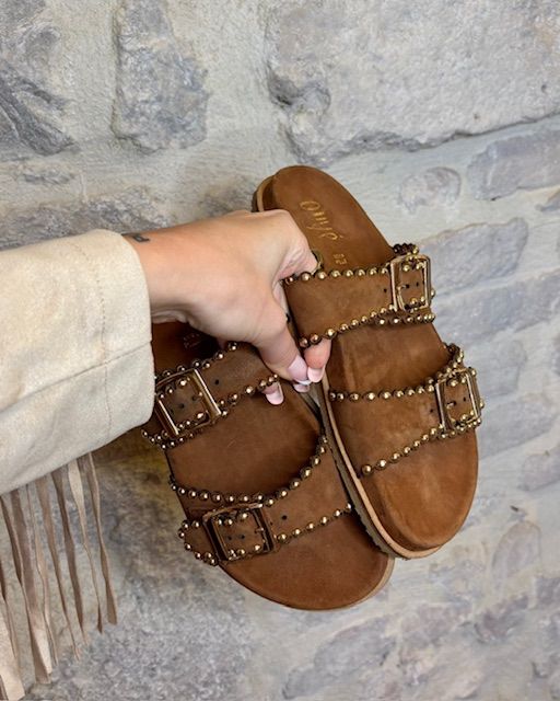 OVYE' Sandalo doppia fibbia borchie suede Image