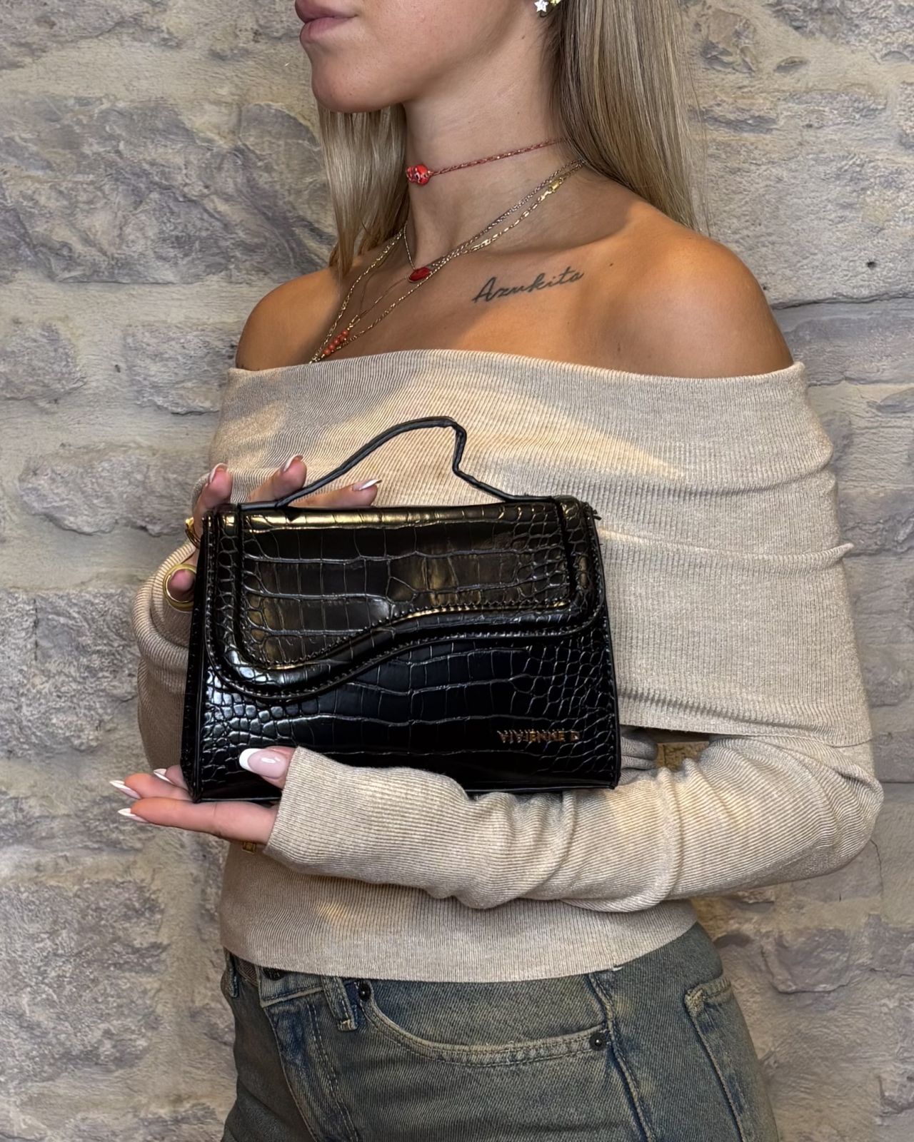 VIVIENNE D mini bag in ecopelle nero Image