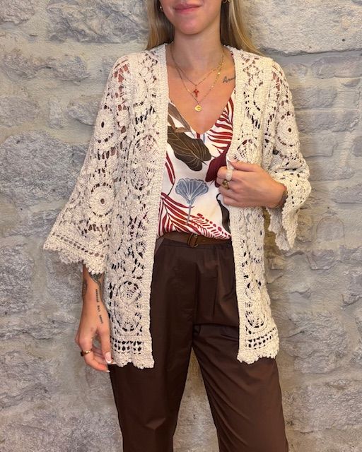 SUSY MIX cardigan in crochet beige Image