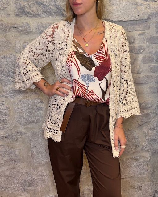 SUSY MIX cardigan in crochet beige Image