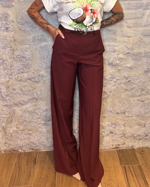 TENSIONE IN pantalone largo tessuto goffrato rosso india Image